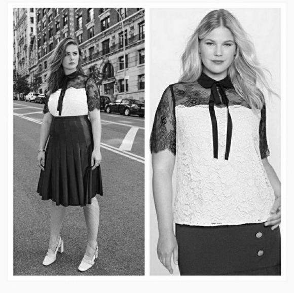 Eloquii Tops - Lace Tie Neck Top Eloquii Tops - Lace Tie Neck Top